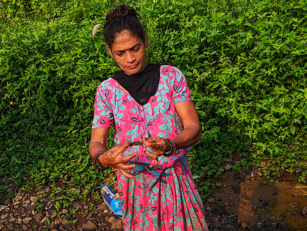 Vanita tai captured a crab during our foraging expedition.