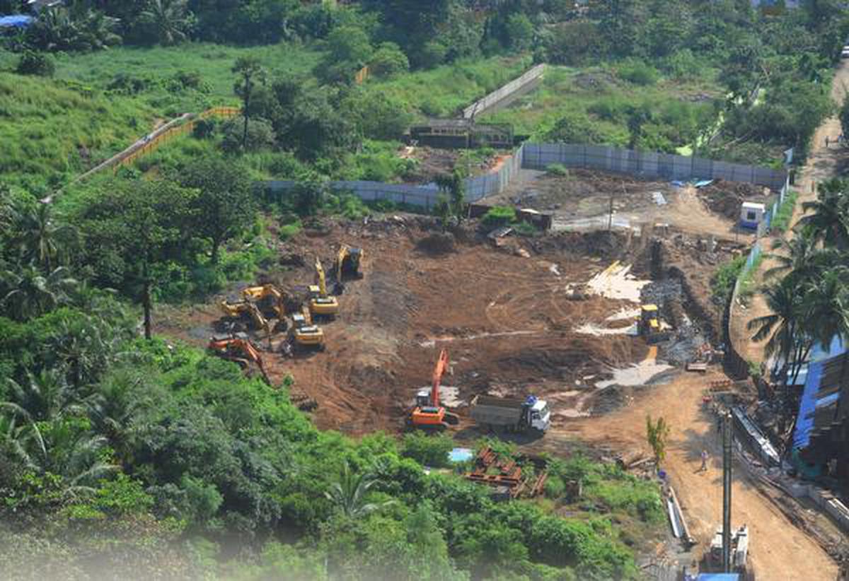 
A bird’s-eye view of the tree-cutting site in Aarey.