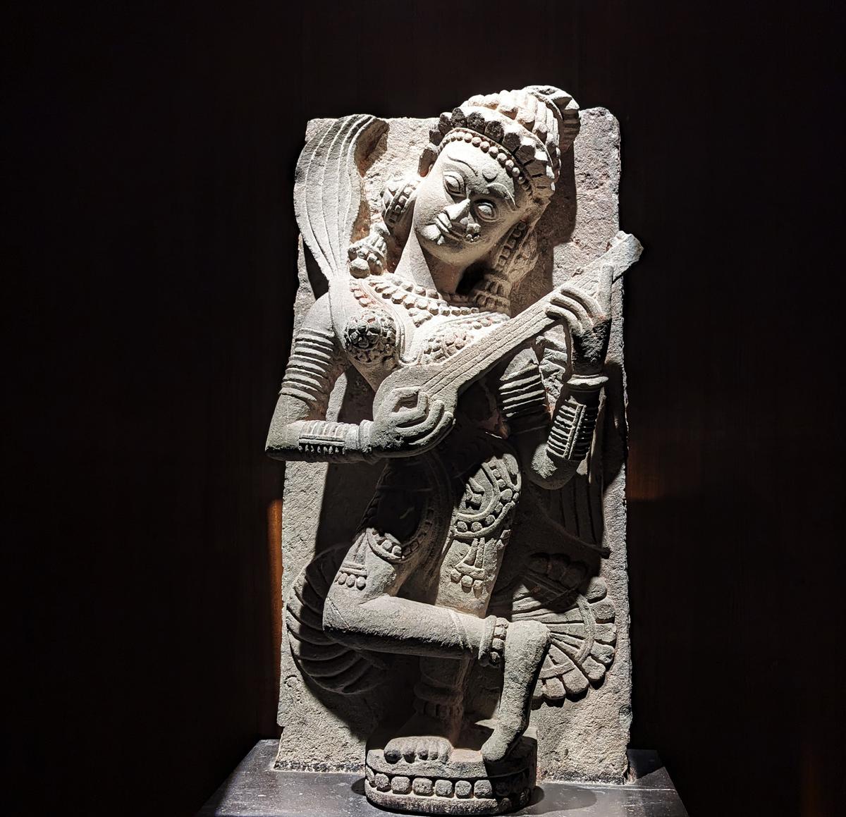 Western India’s stone sculpture from the 15th century titled ‘Celestial musician’.