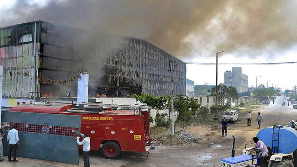 Fire breaks out in Ranipet factory - The Hindu