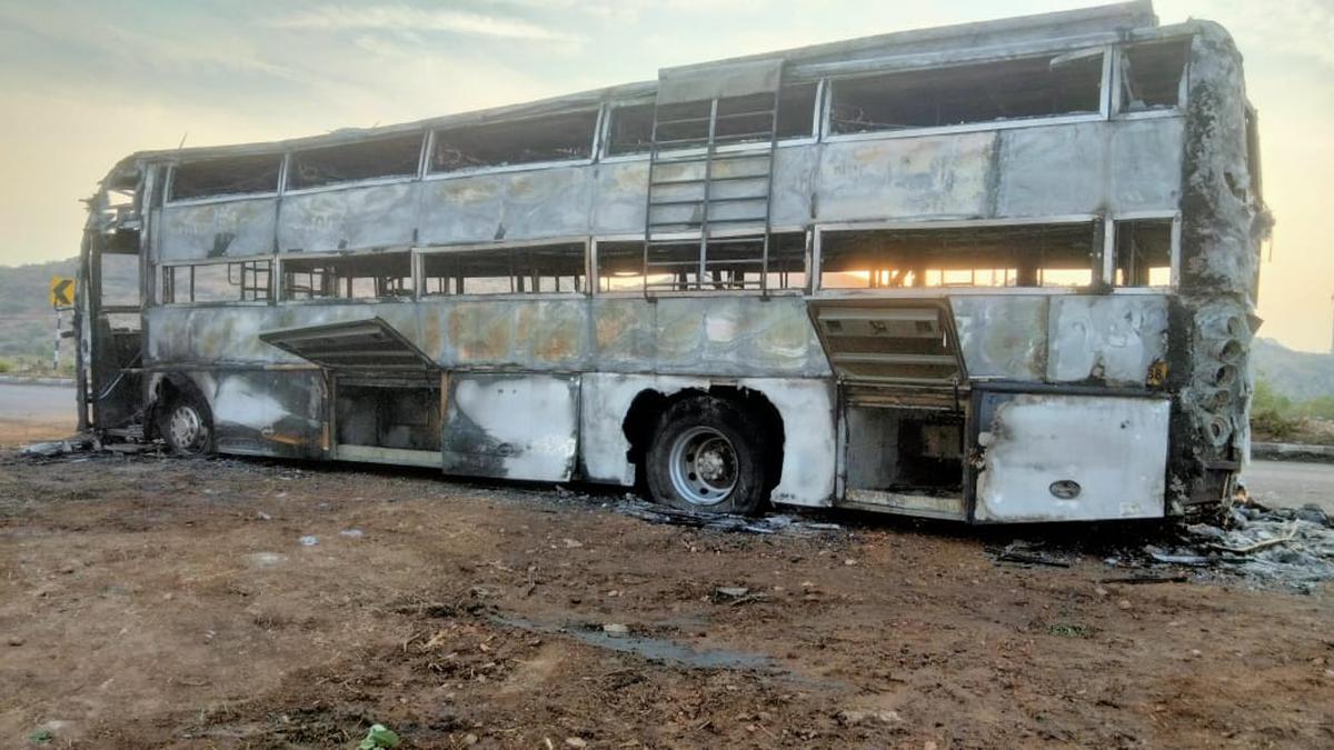 20 passengers escape unhurt even as bus goes up in flames in Anantapur