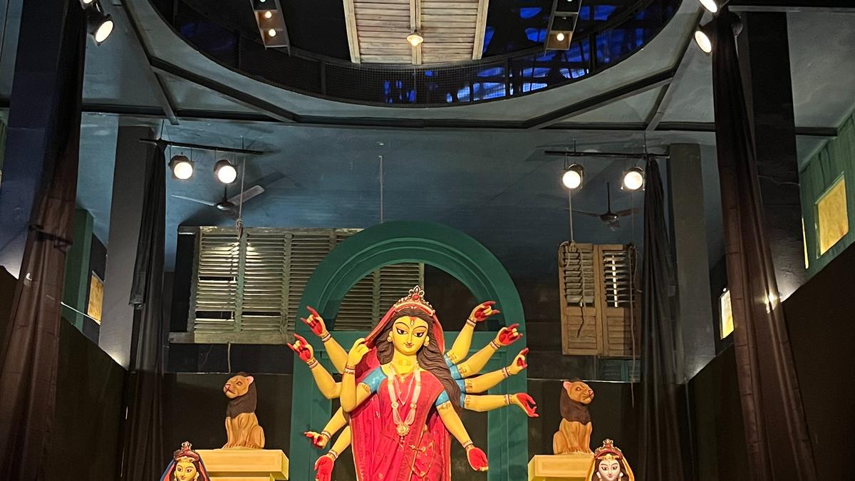 Live plays, retro posters: Kolkata’s Hatibagan Nabinpally Durga Puja revives old Bengali theatre