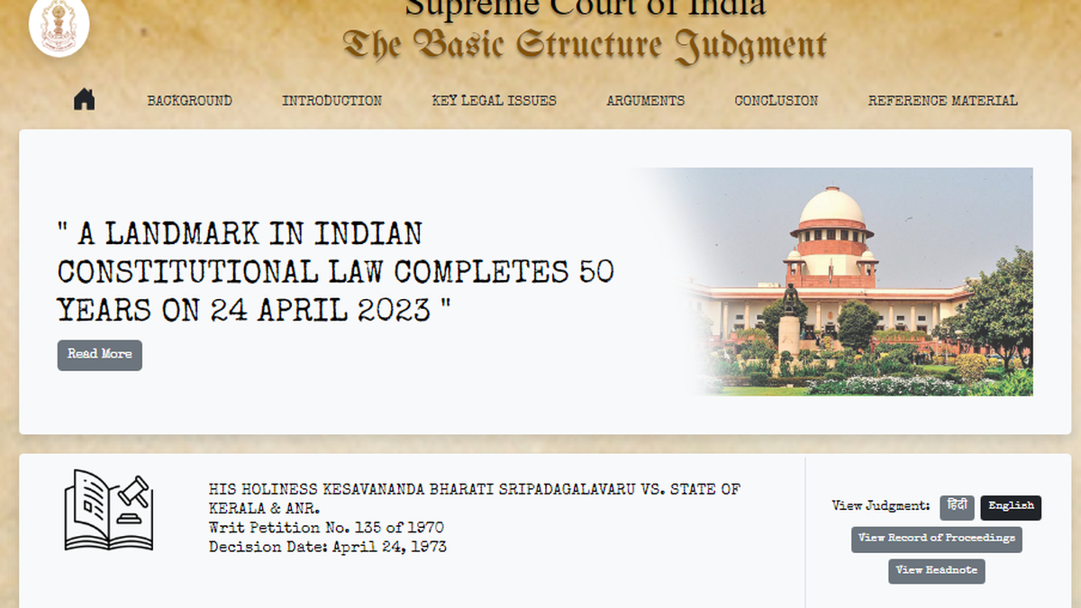 Kesavananda Bharati case | SC creates webpage to host petitions, judgments of the historic 1973 Fundamental Rights case