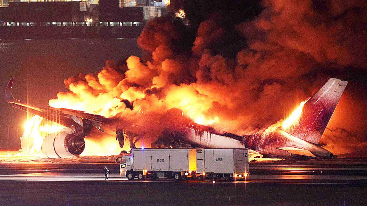 Japan Airlines plane catches fire at Tokyo’s Haneda Airport after collision with Coast Guard aircraft