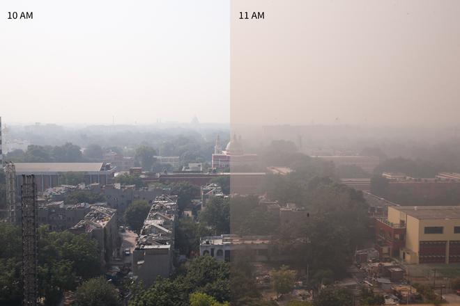 Delhi and neighbouring areas in Haryana, UP, Punjab struggle with pollution year-round, but the problem becomes acute during winter months. The images above, shot in October 2018, give an indication of how bad Delhi’s air quality can get in just an hour.