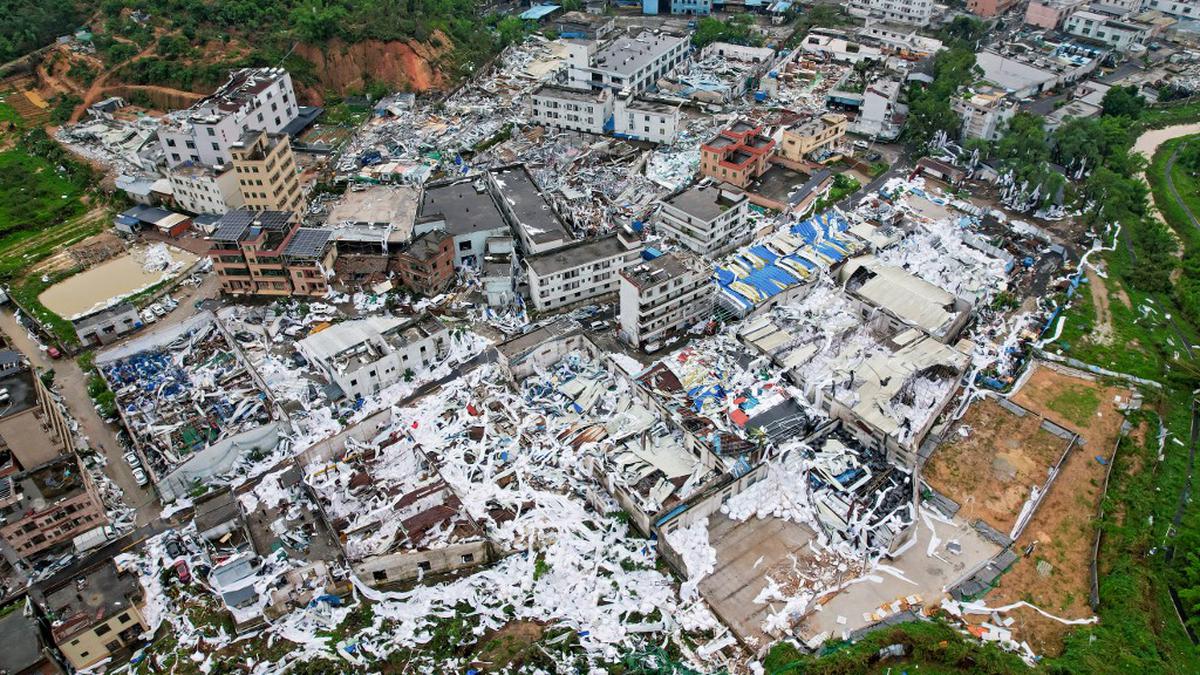 Aerial photos show wide devastation left by tornado in China’s Guangzhou