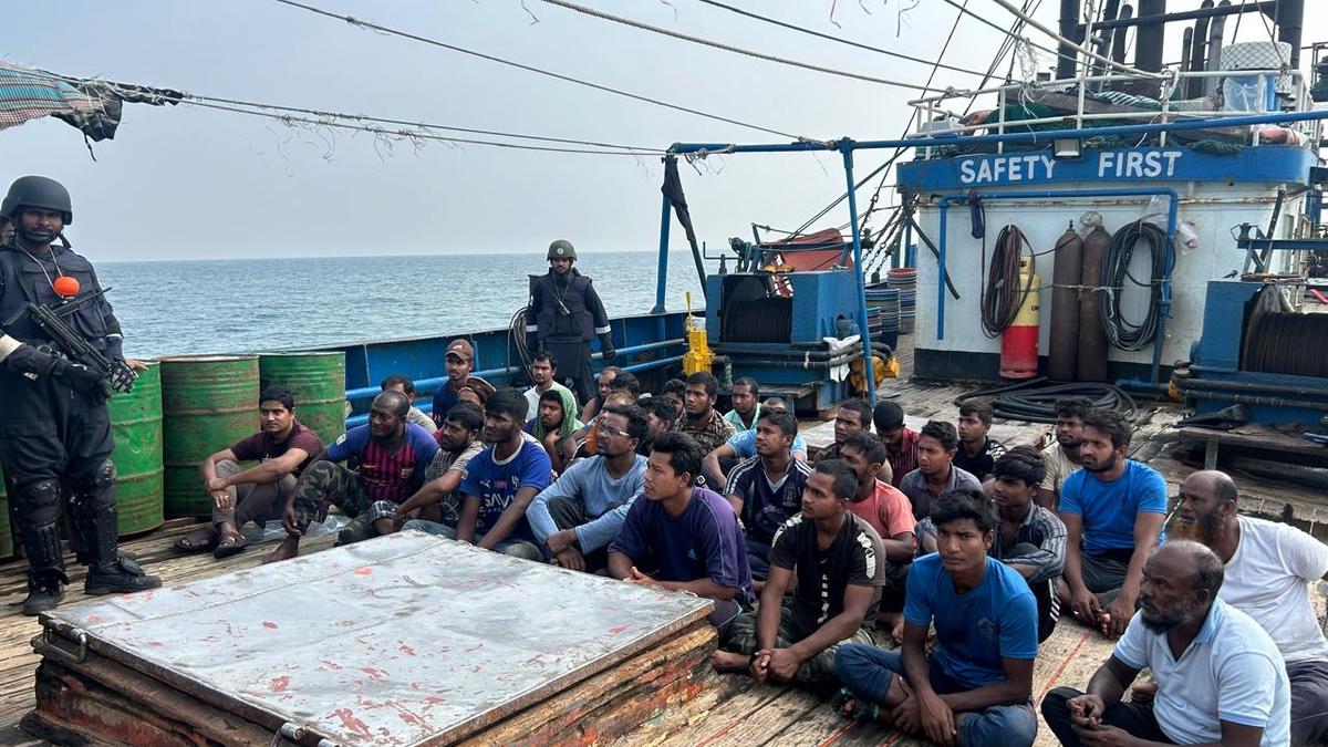 Two Bangladeshi fishing trawlers with 78 onboard seized for illegal fishing by Indian Coast Guard