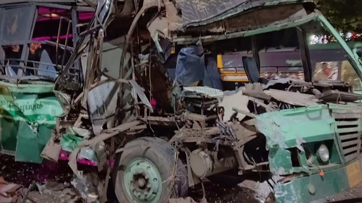 18 injured as bus collides with container lorry in Vellore