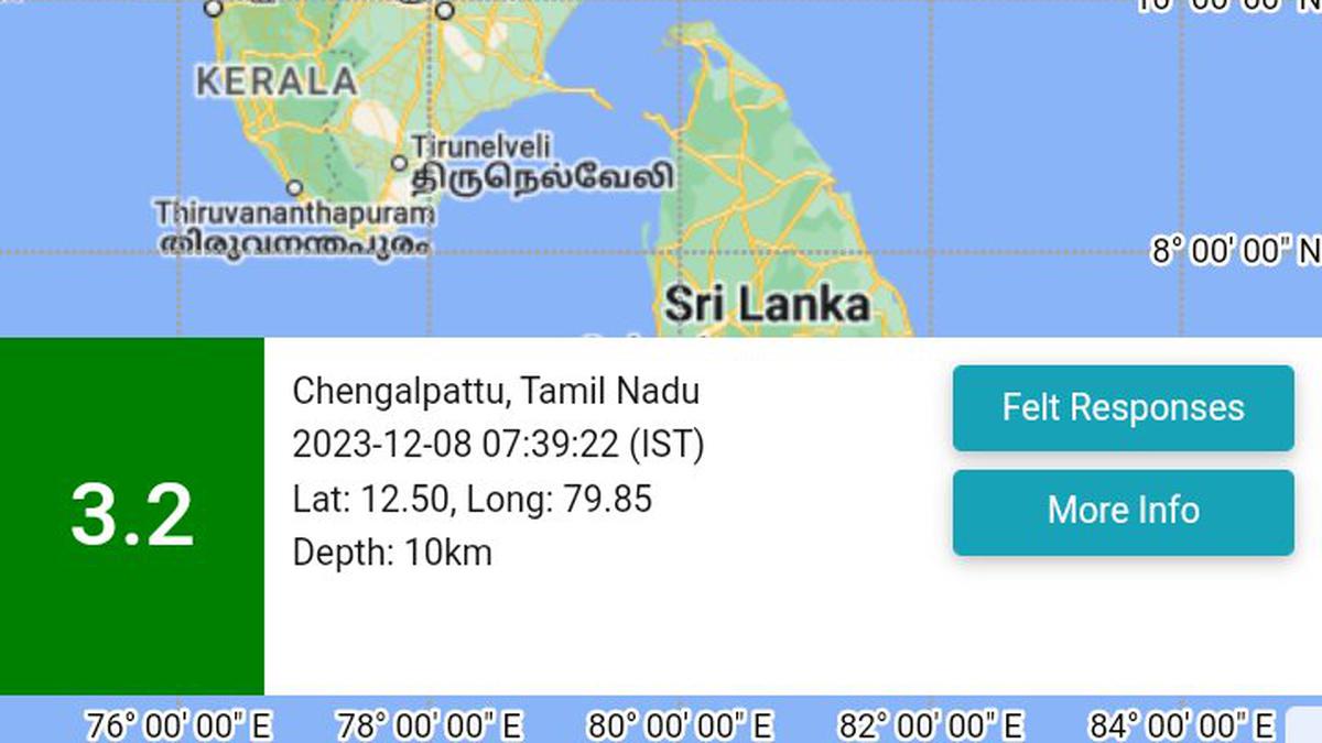 Mild tremors of 3.2 magnitude recorded at Chengalpattu district