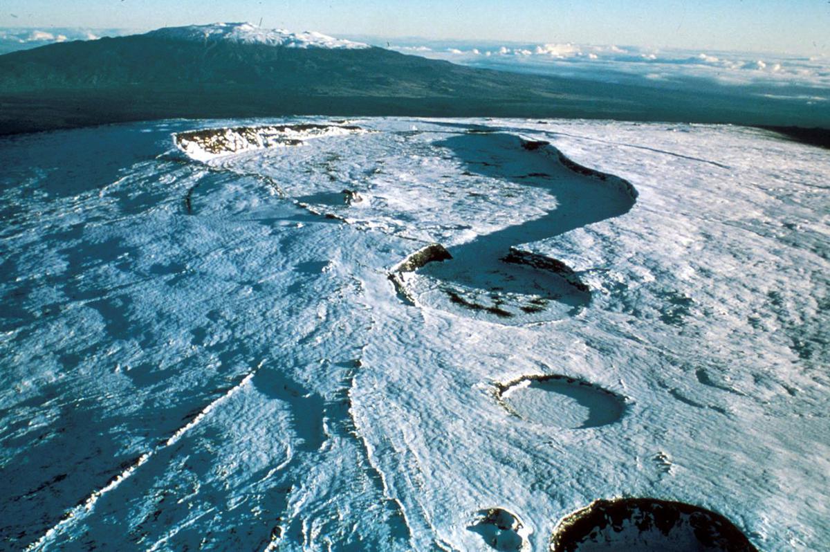 The Mauna Loa volcano on the island of Hawaii is shown in this 1975 handout photo provided by the U.S. Geological Survey and released to Reuters on June 19, 2014.  