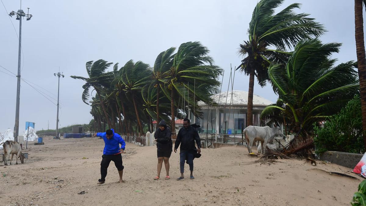 Cyclone Michaung In Pictures | Eye of the storm close to Bapatla in A.P.; Rains stop in Chennai but roads remain flooded