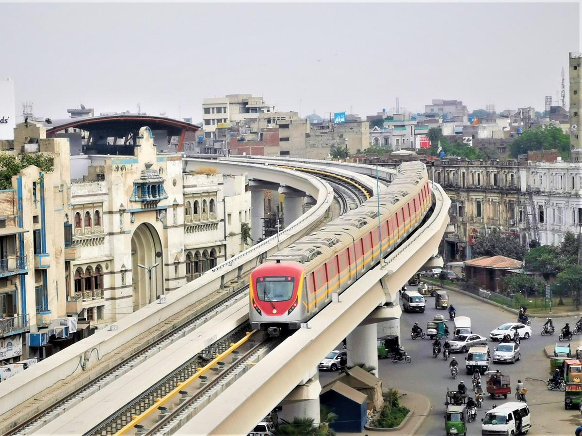 A view of the Orange Line Metro in Lahore