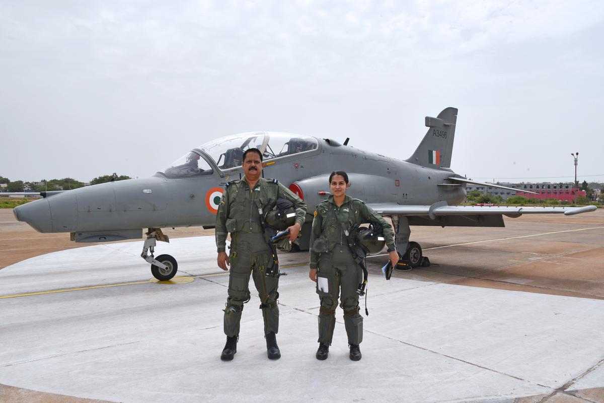 Air Commodore Sanjay Sharma (left), Flying Officer Ananya Sharma (right)