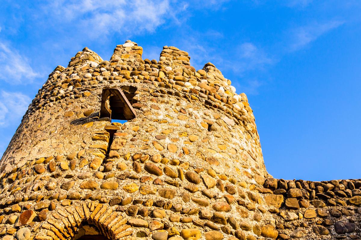 The bottom view of the great wall of Sighnaghi in the Kakheti region in Georgia. The bottom view of the great wall of Sighnaghi in the Kakheti region in Georgia.