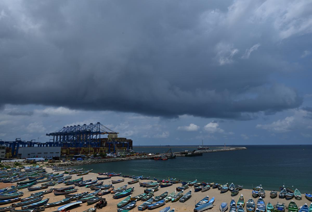 A view of the Vizhinjam International Sea Port in Thiruvananthapuram, a facility that offers much hope for Kerala on the development front.