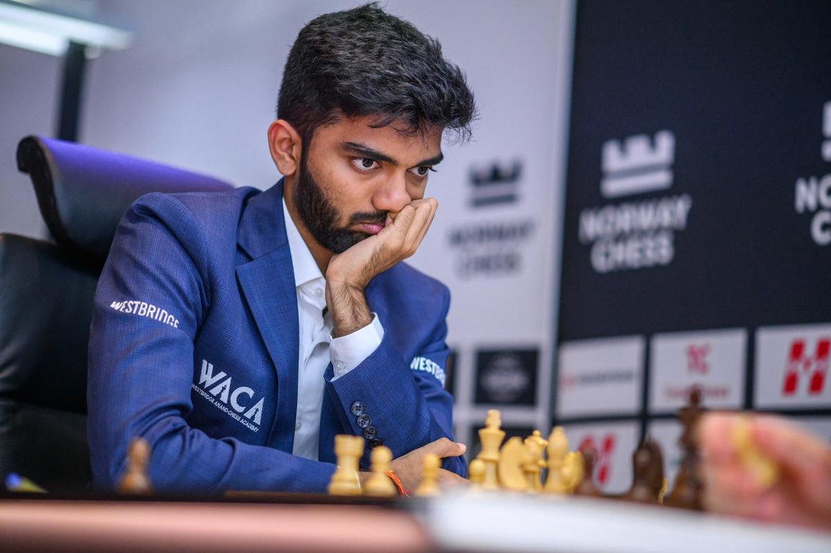 World champion D. Gukesh during his match against Vincent Keymer