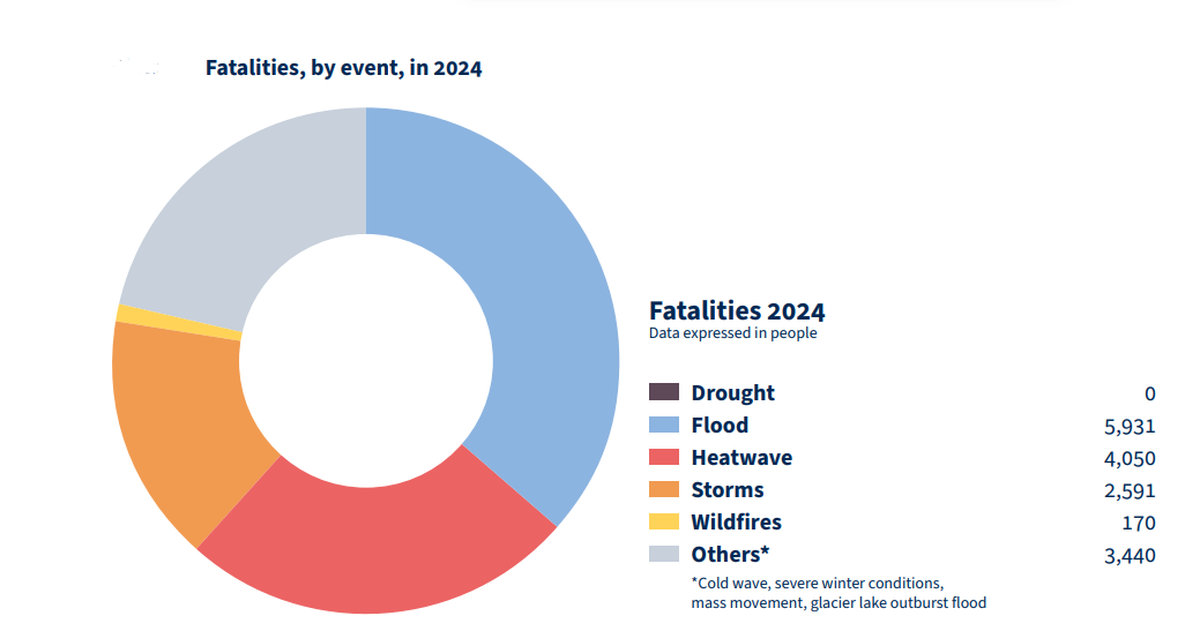 Počet úmrtí v roce 2024 v důsledku extrémních povětrnostních událostí. Počet úmrtí v roce 2024 v důsledku extrémních povětrnostních událostí.