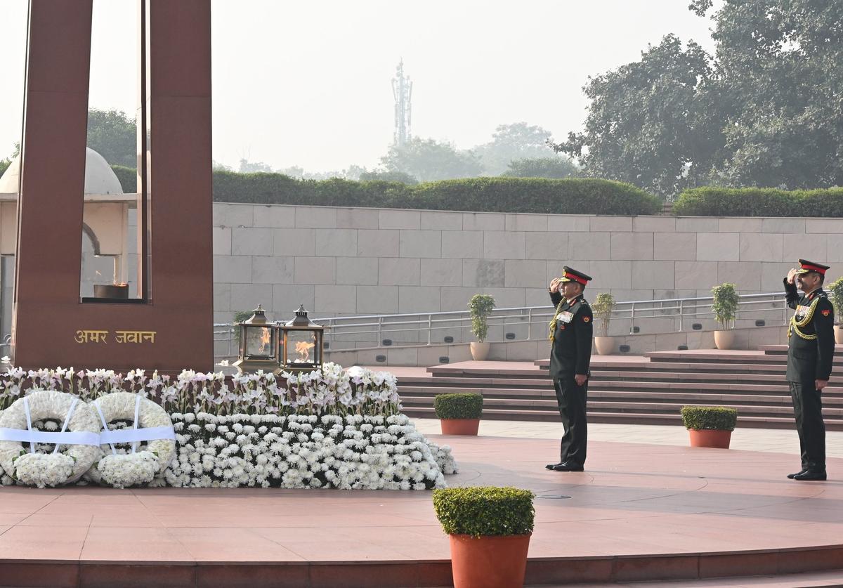Army chief General Upendra Dwivedi pays homage at the National War Memorial. Photo: Special Arrangement Army chief General Upendra Dwivedi pays homage at the National War Memorial. Photo: Special Arrangement
