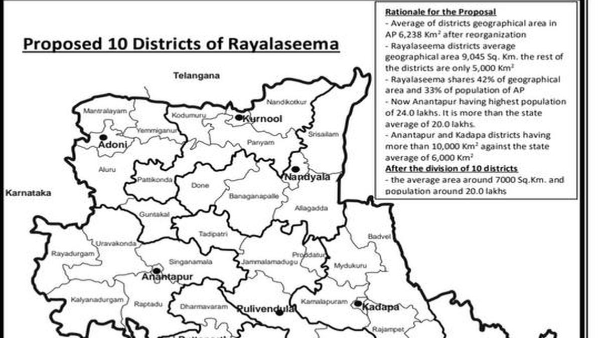 Forum Releases Rayalaseema Map With 10 Districts The Hindu   11ONG2mapRayalaseema