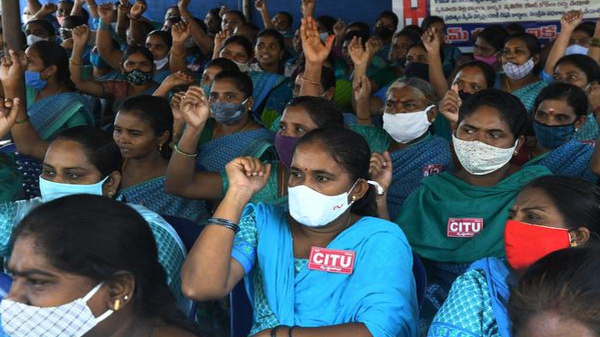 Government scheme workers demand regularisation in A.P. The Hindu