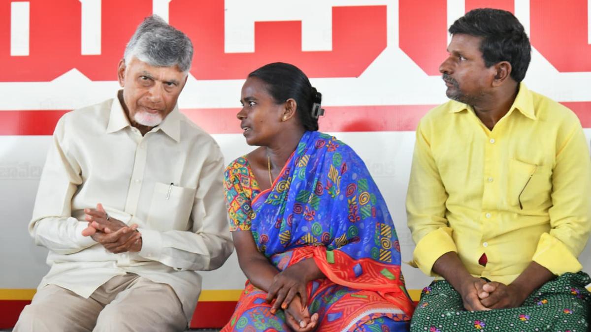 Naidu hands ₹5 lakh each to 35 construction workers in Pamarru on May Day, lists welfare schemes