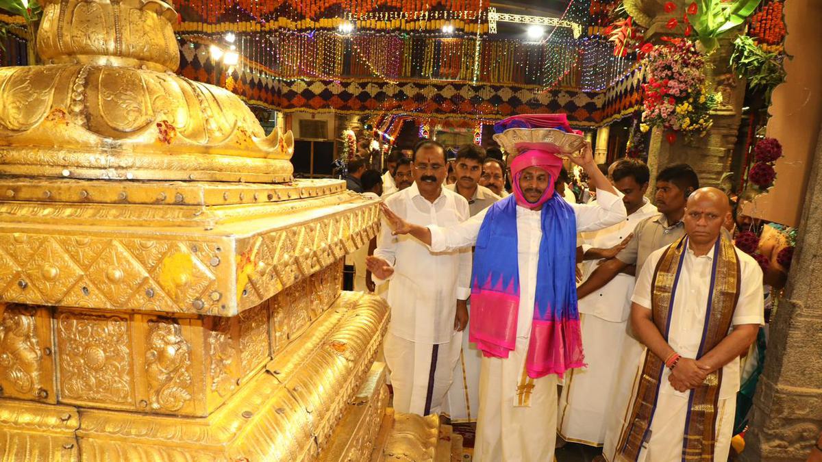 Chief Minister Jagan Mohan Reddy presents ‘Silk Vastrams’ to Lord Venkateswara