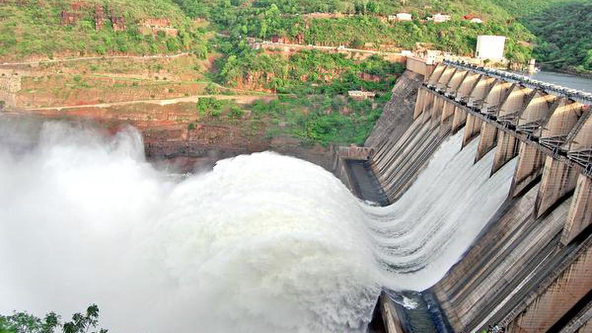 Four gates of Srisailam dam lifted as inflows rise - The Hindu