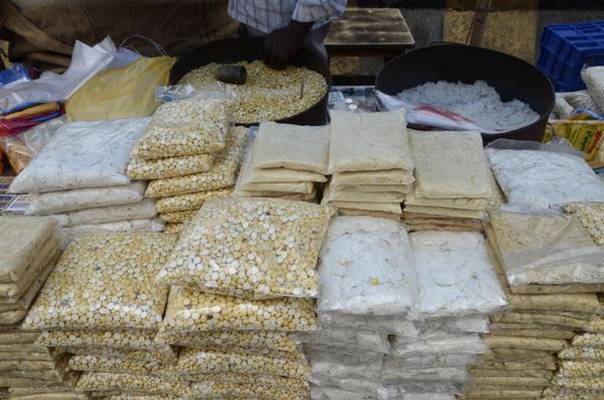
Puffed rice packets kept ready for Ayudha Pooja sales