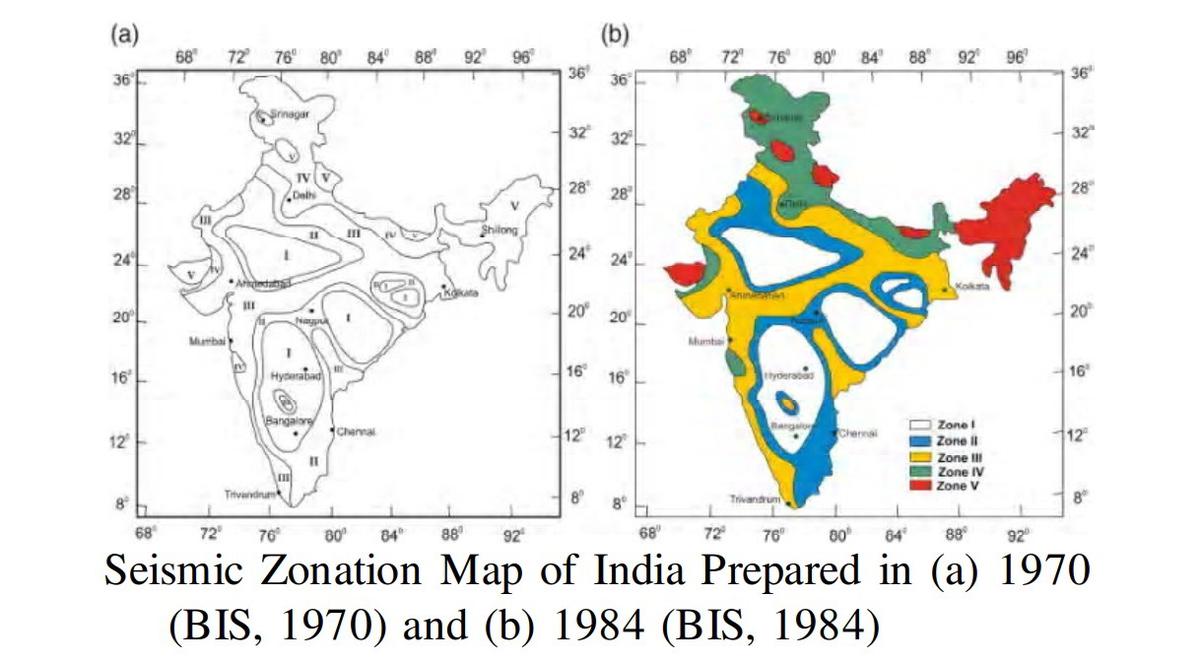 1970 and 1984 seismic zonation maps of India