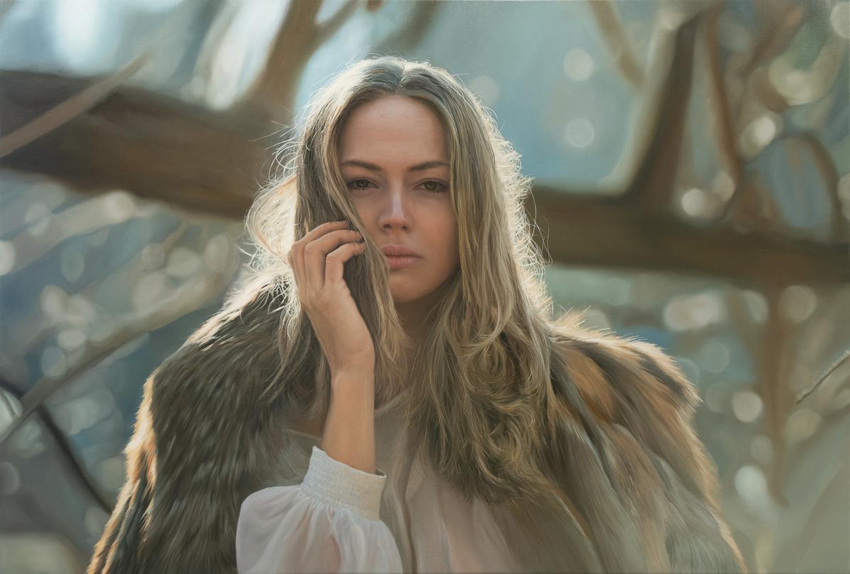Oil painting by Yigal Ozeri on the theme “women in nature”