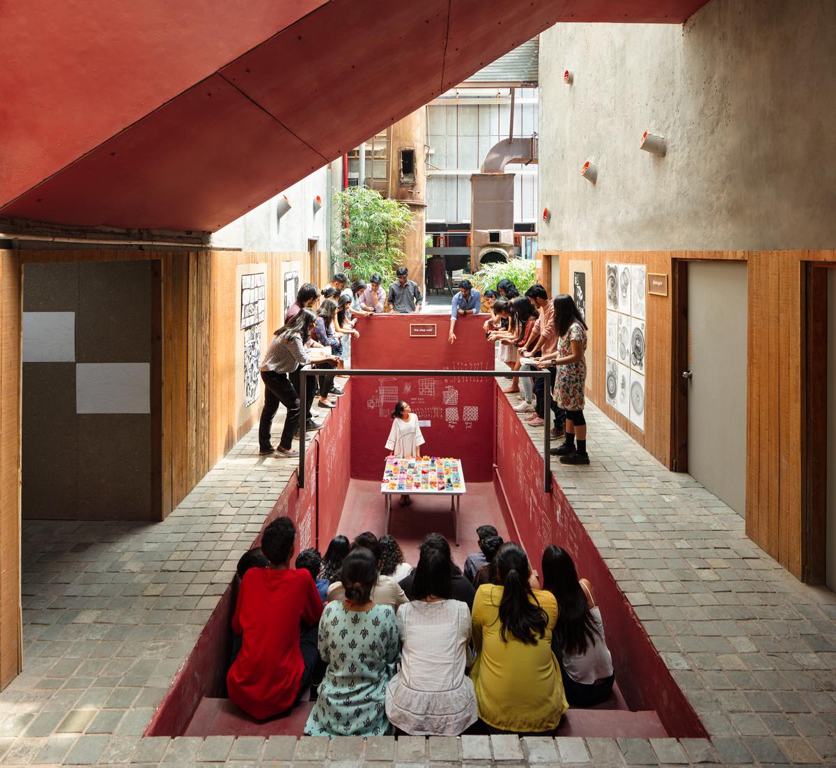 A class under way at a stepwell in The Design Village A class under way at a stepwell in The Design Village