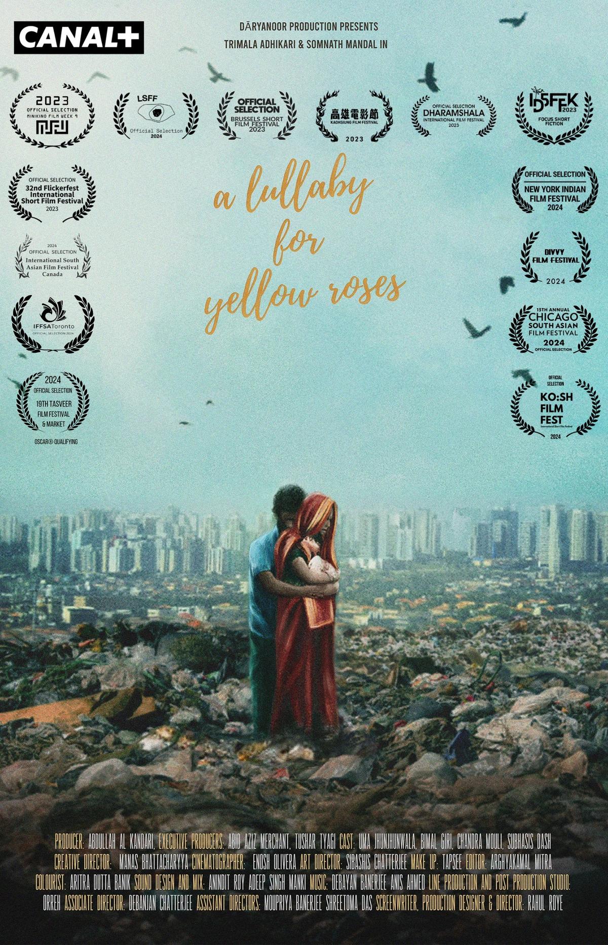 The poster of the short film A Lullaby For Yellow Roses. 