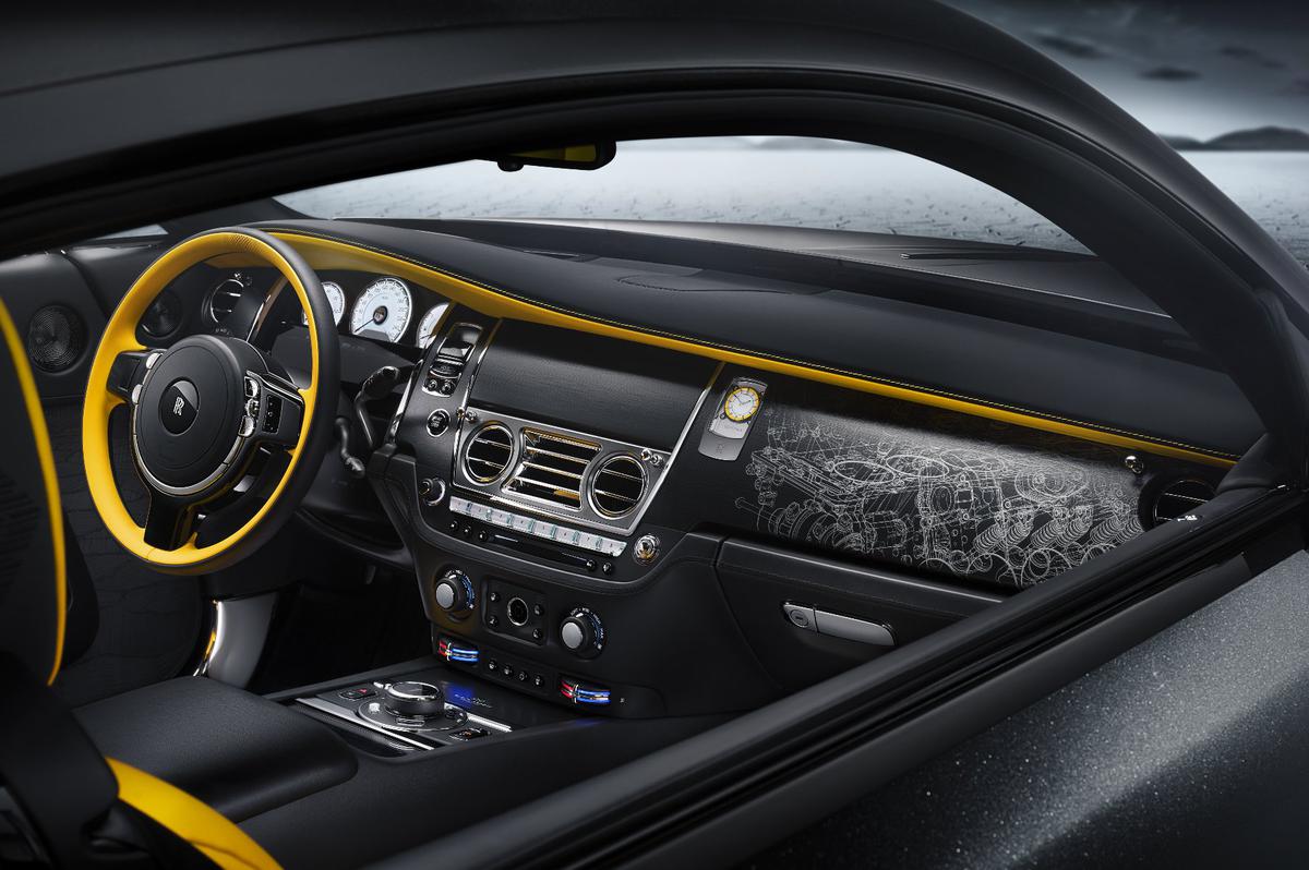 The interiors of the Black Badge Wraith Black Arrow are seen in this image tweeted by Rolls-Royce.  Limited to only 12 examples, this is the last V12 coupé made by the company. 