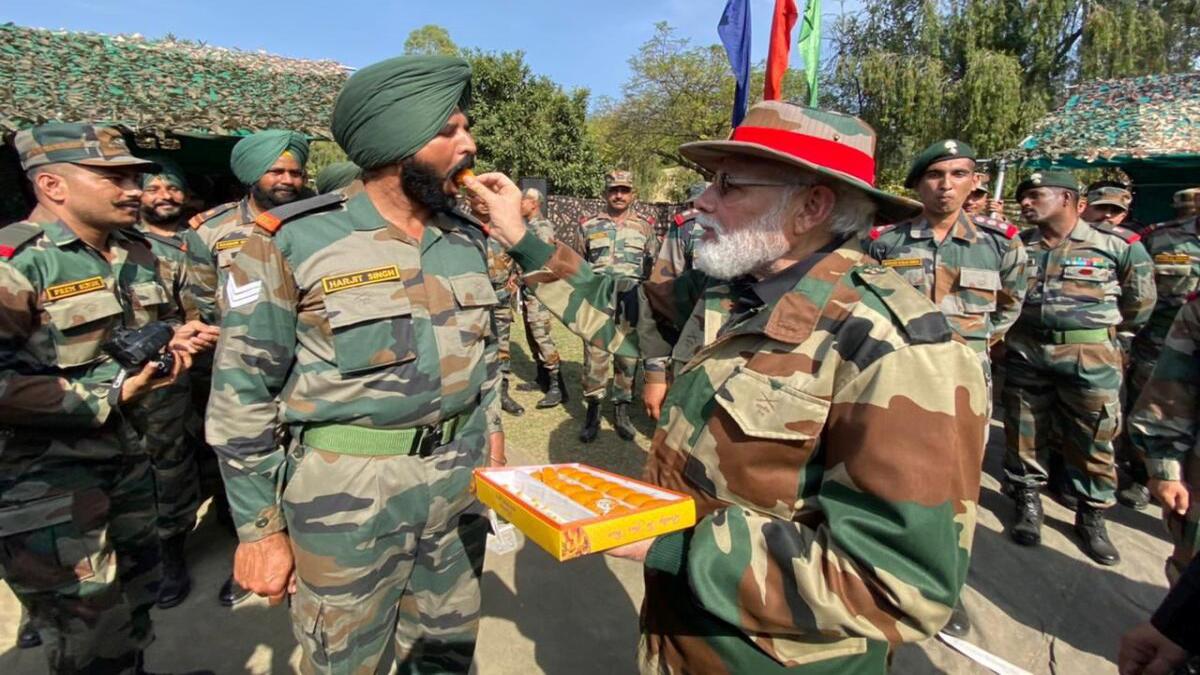 'I join you to spend Deepavali with my family': Modi at Army post in J&K's Nowshera