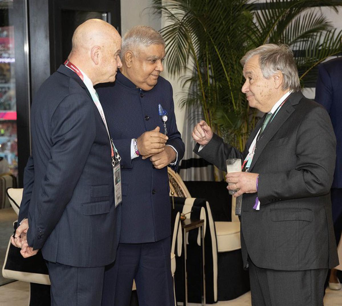 FIFA World Cup Qatar 2022 | Indian Vice President Dhankar meets FIFA, world leaders