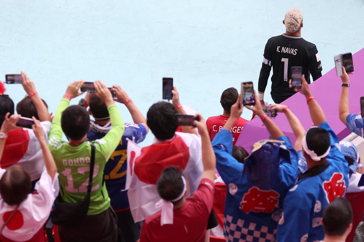 Keylor Navas of Costa Rica leads their team out onto the pitch prior to the FIFA World Cup Qatar 2022 Group E match between Japan and Costa Rica at Ahmad Bin Ali Stadium on November 27, 2022, in Doha, Qatar. 