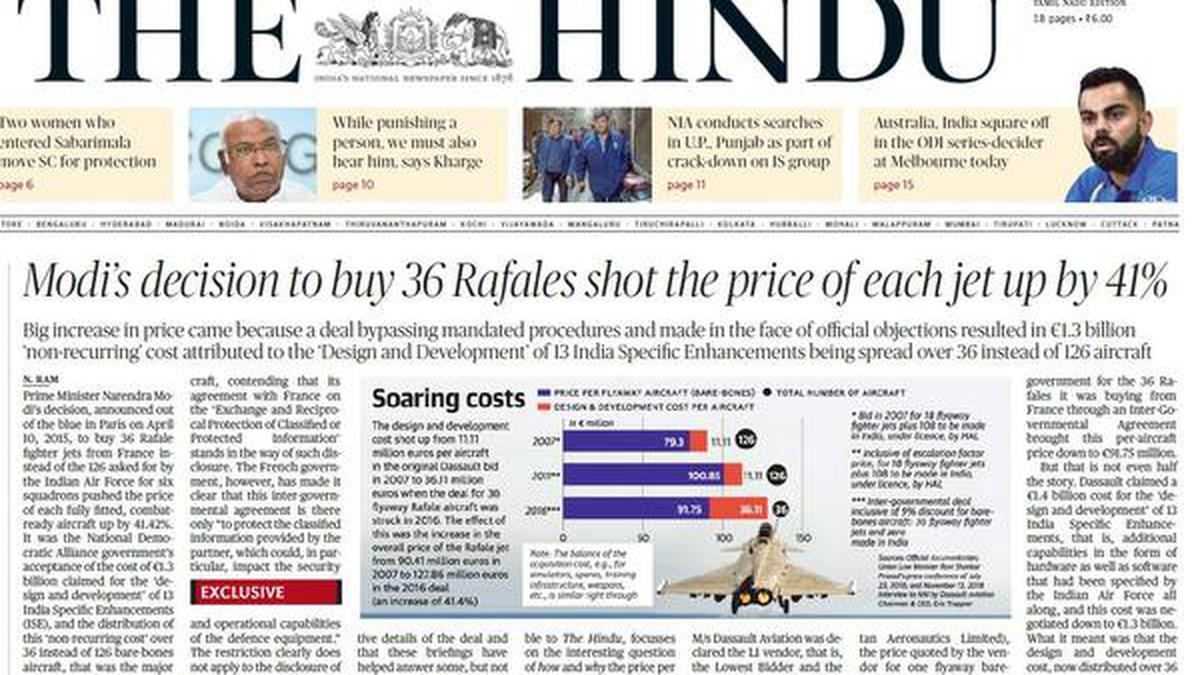 The Hindu report on Rafale finds a place in Kolkata Opposition rally