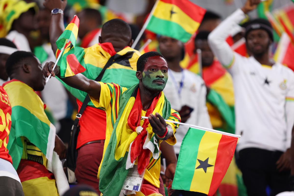 Ghana fans enjoy the pre match atmosphere prior to the FIFA World Cup Qatar 2022 Group H match between Portugal and Ghana at Stadium 974 on November 24, 2022, in Doha, Qatar. 