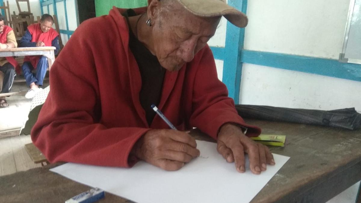 Senior Arunachal village chiefs pick up crayons for the first time