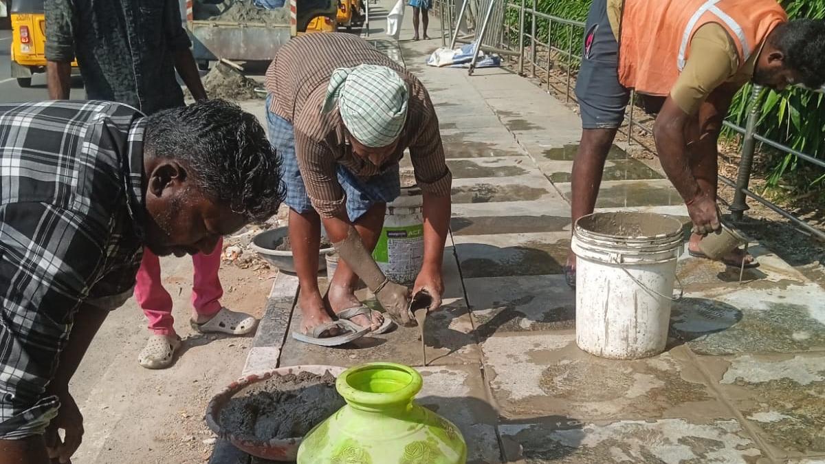 Highways Department takes up repairs to footpaths in Chennai