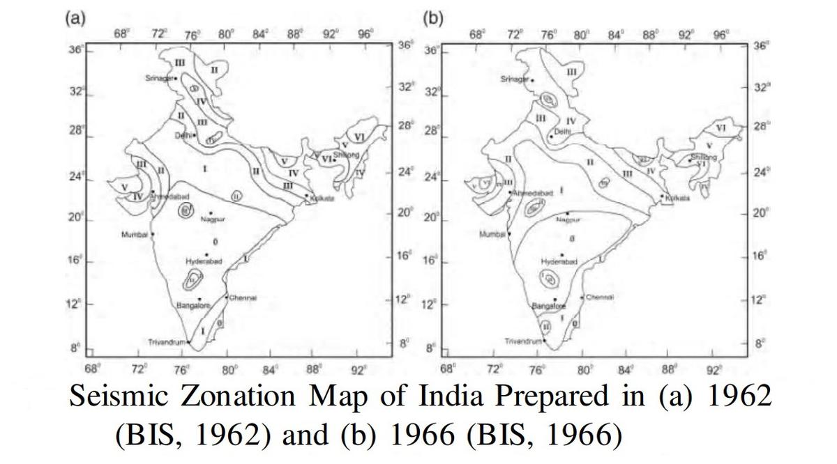 1962 and 1966 seismic zonation maps of India