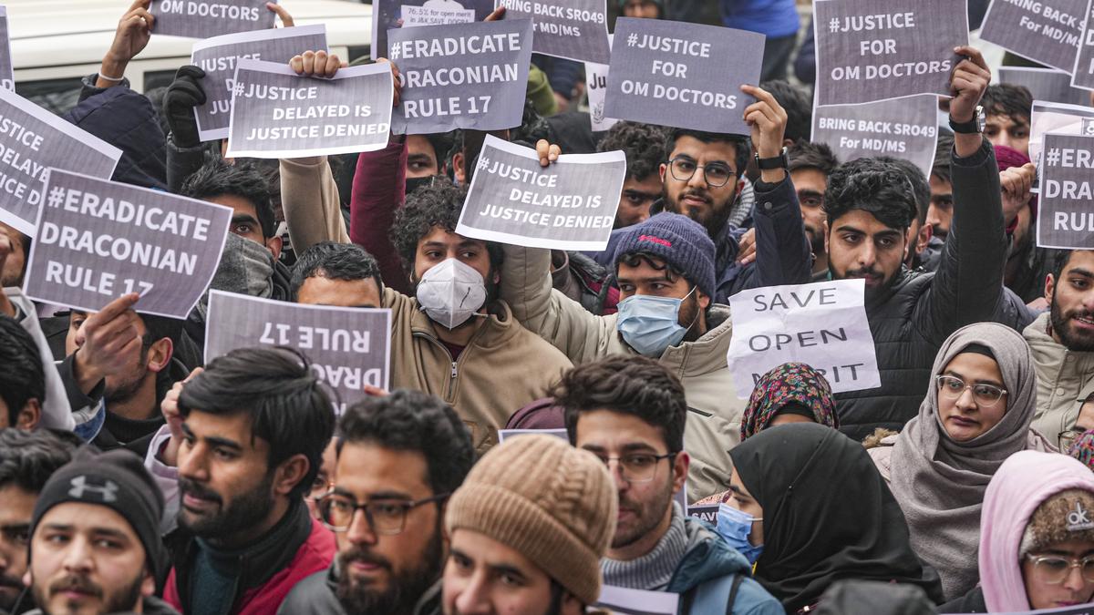 Ruling, Opposition leaders join protesters outside CM Omar Abdullah’s residence over J&K reservation policy