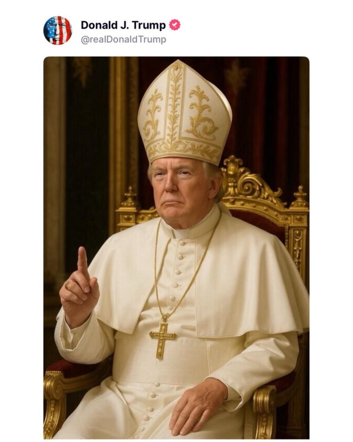 President Trump posts image of himself as Pope on Truth Social.