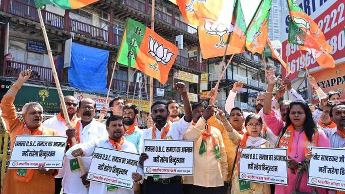 BJP leaders in Mumbai stage protest against Rahul Gandhi for ‘insulting’ OBCs