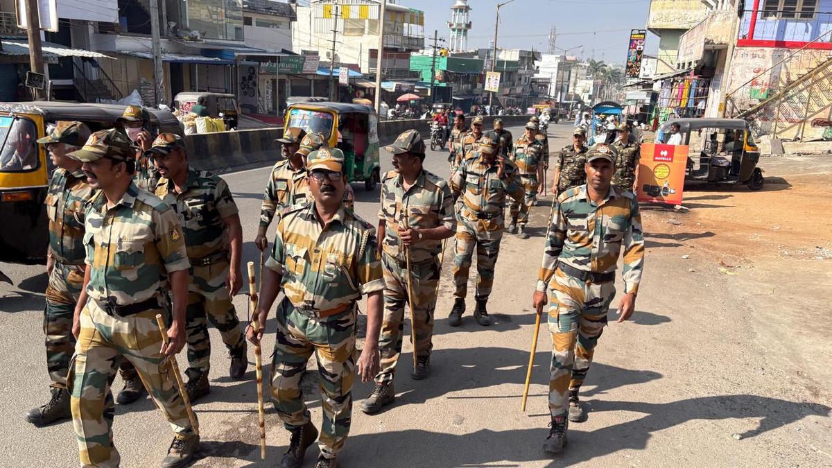 Commando troops took march at Udayagiri main road in Mysuru on February 11, 2025.