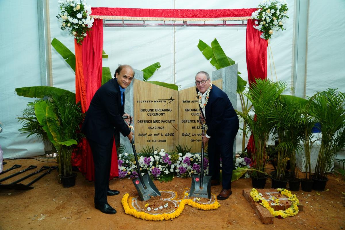 Sukaran Singh, Chief Executive Officer & Managing Director, Tata Advanced Systems, and Frank St. John, Chief Operating Officer, Lockheed Martin at the ground-breaking ceremony of Tata Advanced Systems C-130 Defence MRO Facility in Bengaluru, on December 8, 2025. Sukaran Singh, Chief Executive Officer & Managing Director, Tata Advanced Systems, and Frank St. John, Chief Operating Officer, Lockheed Martin at the ground-breaking ceremony of Tata Advanced Systems C-130 Defence MRO Facility in Bengaluru, on December 8, 2025.