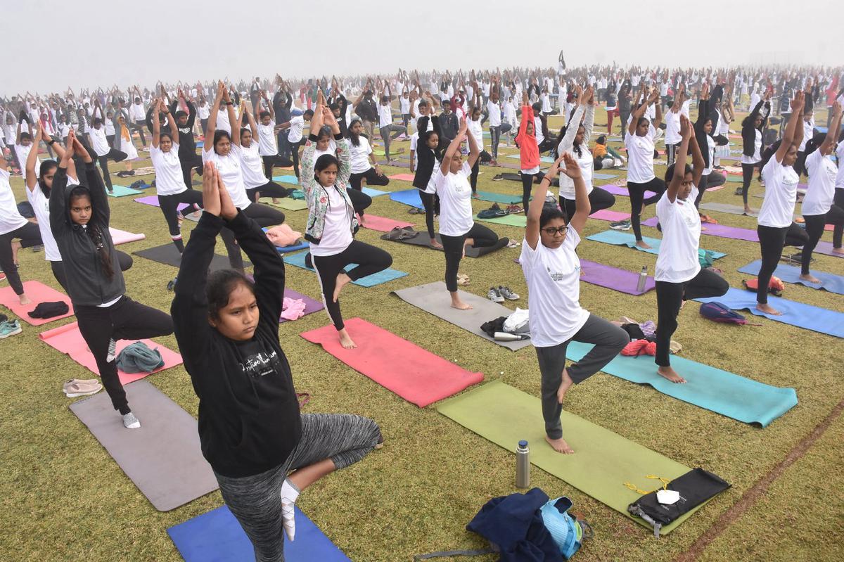 Yogathon 2023 held at Mysuru Race Club on Sunday, January 15, 2023.