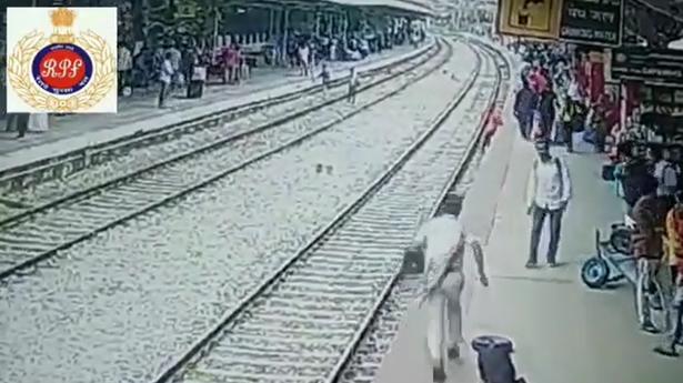 RPF personnel save man trying to cross railway track at K.R. Puram station in Bengaluru