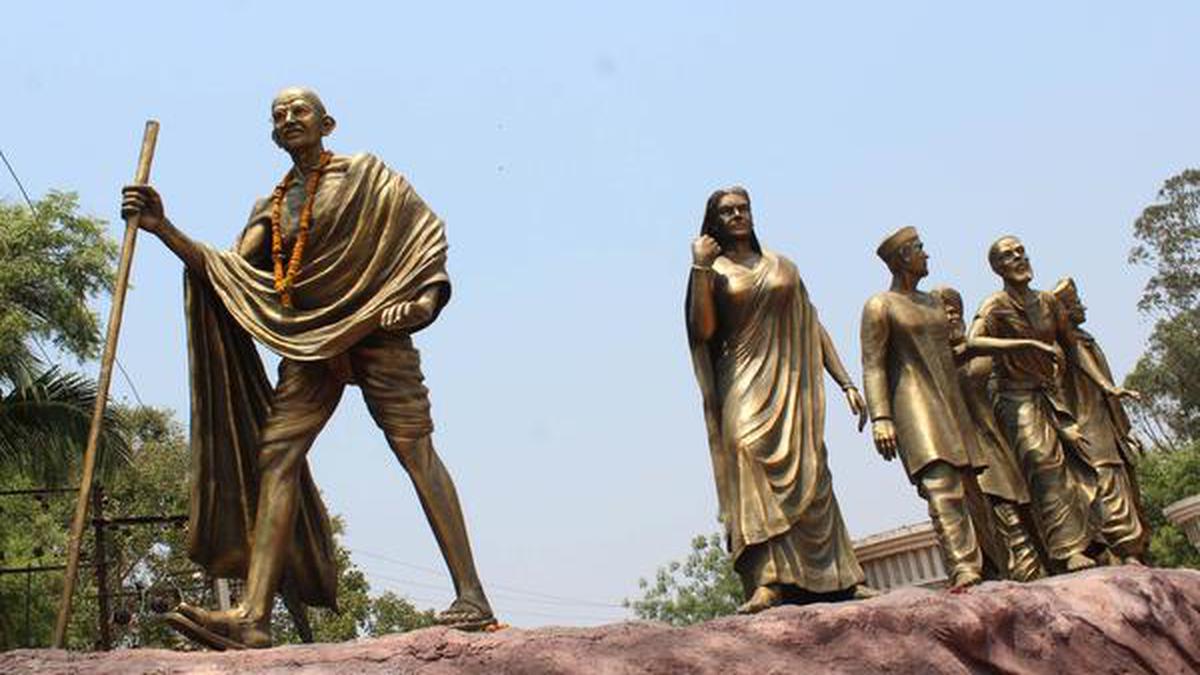 By the Almatti dam in Vijayapura, a life-size tribute to Dandi March ...