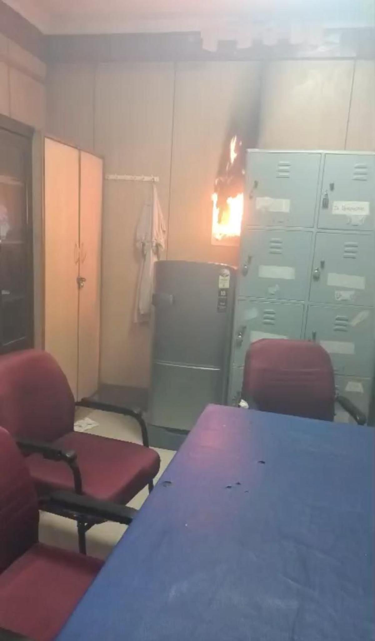 The fire is suspected to have originated from a short circuit in a switch board in the seminar room adjacent to the ward on the first floor of the building The fire is suspected to have originated from a short circuit in a switch board in the seminar room adjacent to the ward on the first floor of the building
